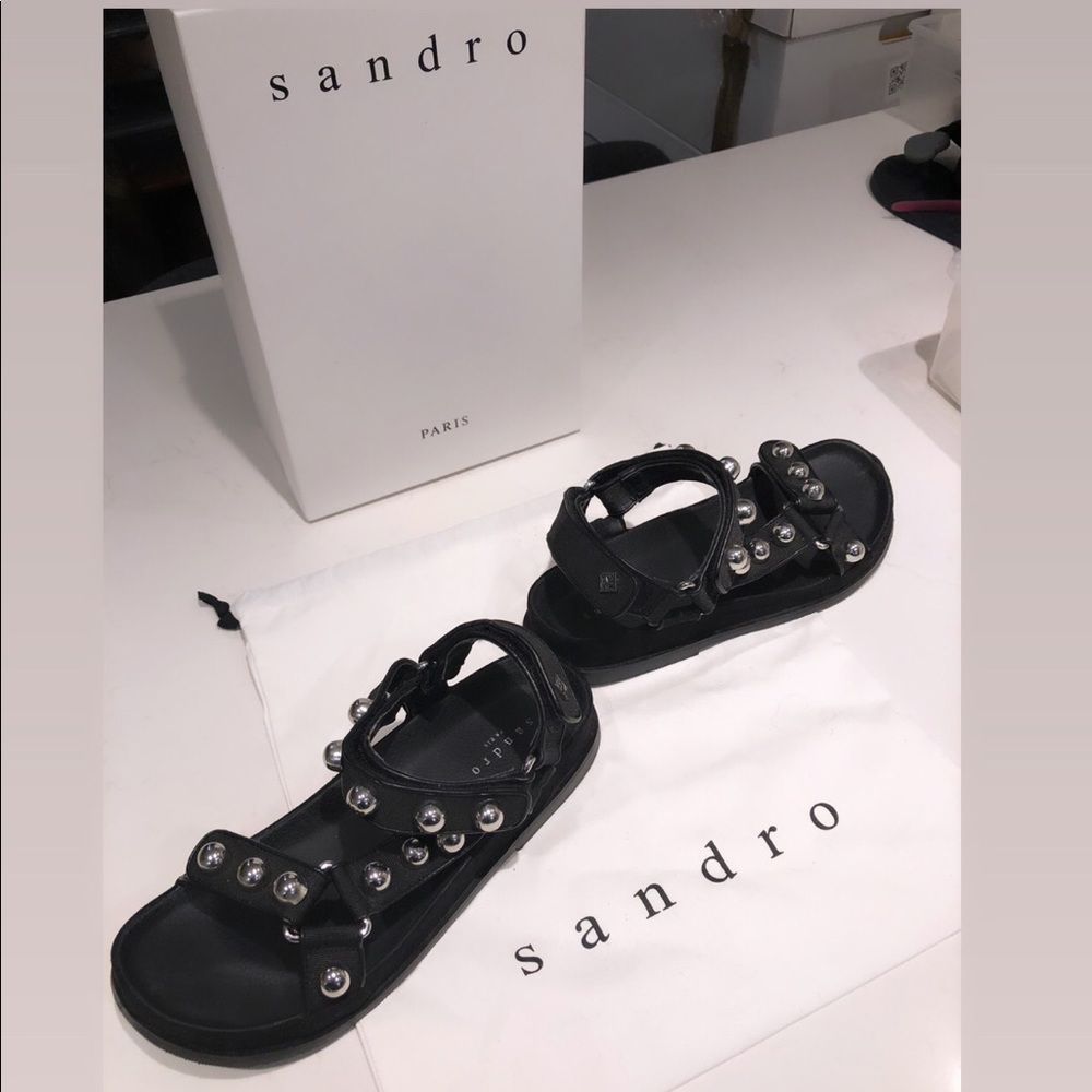 Black Stud Sandro Flat Sandals 🖤